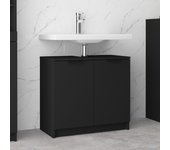 Mueble de baño negro 64,5x33,5x59 cm madera contrachapada