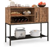 Costway aparador de cocina, alacena de cocina con tomas de corriente, puertos usb, estantes para 4 botellas de vinos y estante de almacenamiento, buff