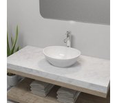 Lavabo de baño con grifo monomando cerámica ovalado blanco