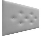 Dhome cabecero de polipiel con 3 hileras intercaladas de botones cabezal tapizado cama lujo (gris claro, 105cm)
