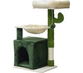 Fudajo árbol rascador para gatos 75cm diseño cactus poste de rascado sisal 4mm con caseta y hamaca