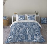 Sandal - funda nórdica estampada cama 180 - algodón extrasuave - incluye 1 o 2 fundas de almohada - mive blue