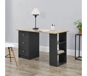 Escritorio de ordenador lemberg 120 x 49 x 72 cm - 3 compartimientos y 3 cajones gris oscuro/efecto madera [en.casa]