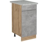 Vicco mueble bajo de cocina r-line, hormigón, 40 cm et mármol