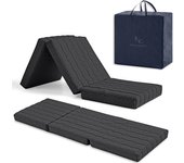 Colchón plegable para furgonetas camper, 90x195 espuma hd + 2 cm viscoelástica. funda desenfundable altura 12 cm negro