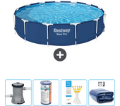 Paquete de piscina - bestway - alrededor - 396x396x84 cm + accesorios cb50