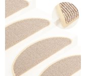 Vidaxl alfombras de peldaño escalera 15 uds blanco y marrón 56x17x3 cm