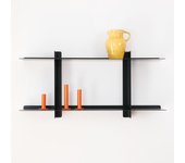 Kion home - estantería de pared flotante samba - 2 baldas metálicas 90cm - desplazables - acero (negro mate)