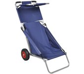 Carrito de playa portátil y plegable con ruedas azul