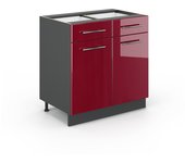 Vicco mueble bajo de cocina fame-line, rojo burdeos alto brillo, 80 cm sin encimera