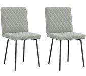 Pack 2 uds sillas de comedor | silla de cocina terciopelo gris claro cfw24518