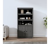 Aparador alto | aparador de comedor | armario de cocina madera maciza de pino gris 80x35x154 cm cfw50797