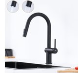 Auralum max mezclador cocina ducha extractible,grifo de fregadero con 2 funciones,grifo cocina negro giratorio de 360°,mestidor de fregadero moderno