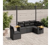 Set de muebles de jardín 5 piezas | conjunto de jardín de ocio | set de comedor de jardín y cojines ratán sintético negro cfw868689