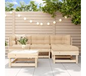 Juego de sofás de jardín 5 piezas | conjunto de comedor | conjunto de descanso madera maciza de pino cfw962385