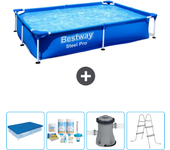 Paquete de piscina - bestway - rectángulo - 221x150x43 cm + accesorios cb4