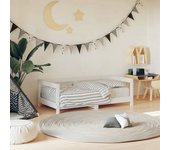 Estructura de cama infantil blanca de madera maciza de pino 70x140 cm