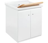Mueble despensa para lavadero compatible con desagüe de fregadero cerámico tradicional sanindusa blink, color blanco