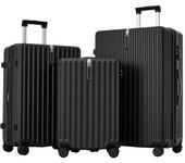 Conjunto de maletas rígidas con ruedas, de mano 4 ruedas, abs, candado tsa, negro