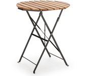 Mesa de jardín plegable ambar de madera y metal negro
