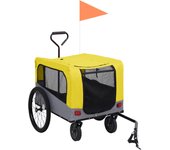 Remolque de bicicleta mascotas cochecito 2 en 1 amarillo gris cfw21260