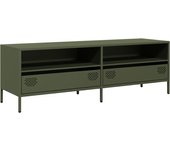 Mueble tv acero laminado en frío verde oliva 135x39x43,5 cm