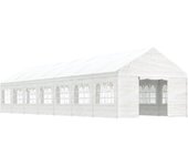 Cenador con techo polietileno blanco 15,61x4,08x3,22 m