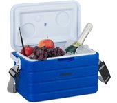 Relaxdays nevera portátil, refrigerador playa, camping, sin electricidad, plástico, 10 l, 22,5 x 37,5 x 23 cm, azul