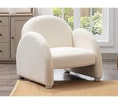 Sillón de tela de tela rizada blanco colebri