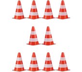 Relaxdays set de 10 conos señalización, obra, tráfico, entrenamiento, poliestireno-poliéster, 22 cm, naranja-blanco
