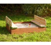 Axi ella arenero para niños de madera en marrón y verde | caja de arena infantil con bancos y techo / tapa | cajas de arena 100 x 95 cm | juguetes