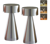 Lámpara de mesa led inalámbrica (2 unidades), lámpara de noche táctil regulable, lámpara de escritorio recargable, 3 temperaturas de color ajustables