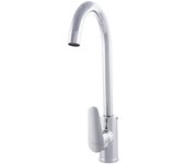Grifo cocina latón/zinc, cromado, agua caliente-fría, latiguillos, caño alto, monomando [qli-fa-15304]