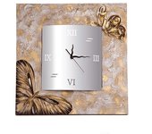 Reloj artesanal mariposas cuadrado oro acrílico 70 x 70 x 3,5 cm
