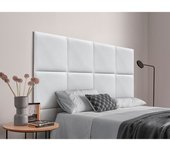 Dhome cabecero tapizado en tela acualine compuesto de paneles autoadhesivos intercambiables de cama lujo dormitorio acolchado (blanco, 135cm)