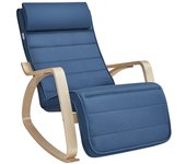 Mecedora acolchada ajustable con reposapiés, patas de ángulo 5 grados, carga 150 kg, azul