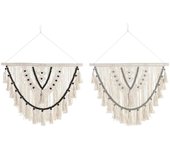 Decoración de pared dkd home decor algodón ratán boho (70 x 3 x 98 cm) (2 unidades)