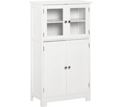 Armario de baño kleankin mdf, vidrio templado blanco 60x30x108,5 cm