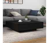 Mesa de café vidaxl con luces led madera de roble negra 100x100x31 cm