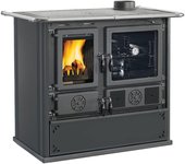Estufa de leña 'rosa xxl 5.0 vst steel' negro / antracita - mayólica inferior burdeos