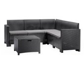 Conjunto de salón exterior somnus, conjunto de jardín con cojines, conjunto de salón interior efecto ratán, 100% made in italy, antracita