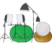 Kit de estudio fotográfico con luces, fondo y reflector