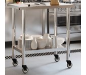 Maison exclusive - mesa de trabajo de cocina con ruedas acero inox 82,5x55x85 cm