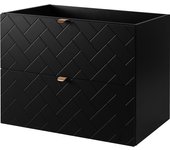 Mueble de baño, negro mate, 80 x 57 x 46 cm, tiradores dorados