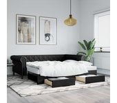 Sofá cama nido y cajones negro 90x200 cm ecopiel