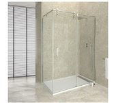 Mampara moving frontal corredera 120 cm + lateral fijo 80 cm transparente cromado