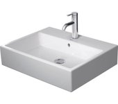 Lavabo duravit vero air 60x47cm, con rebosadero, con banco con agujero para grifo, 1 agujero para grifo, pared trasera lijada y acristalada,