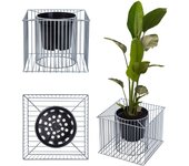 Kadax cesta para plantas de acero galvanizado, cesta de gas, maceta para exteriores 48 x 48 x 39 cm plata