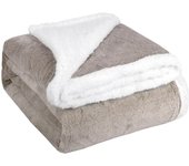 Home mercury - manta para sofá, cama, sillón, reversible de borreguito y franela suave, 100% poliéster. disponible 130x160cm (marrón)