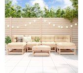 Juego de muebles de jardín 7 piezas | conjunto de comedor | conjunto de descanso madera maciza de pino cfw265949